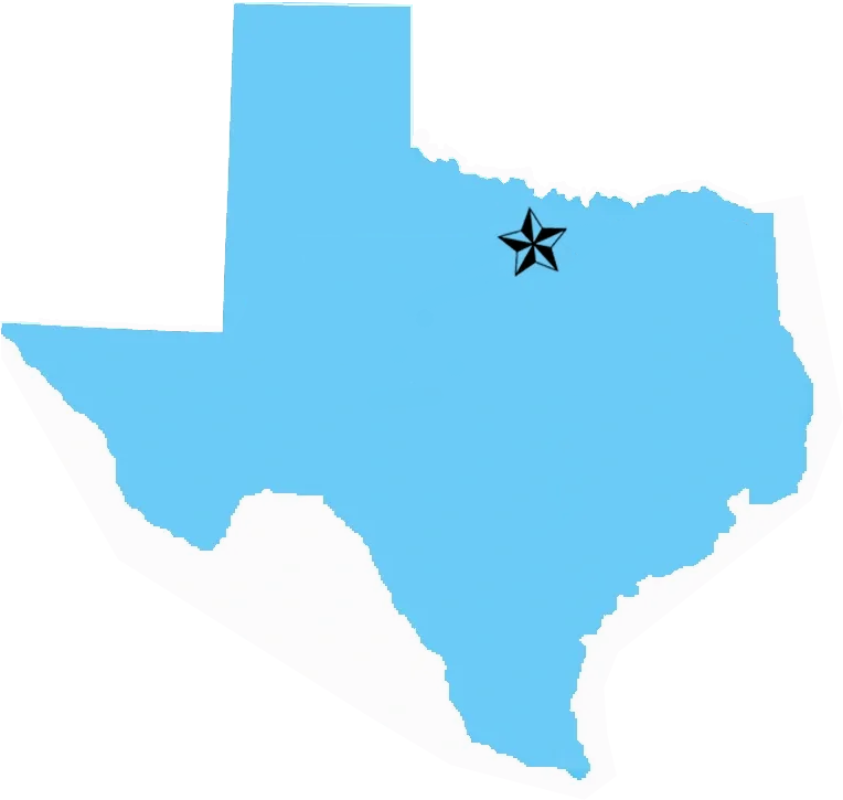 A map of texas with the lone star on it.